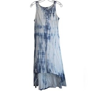 Blue and White Tie Dye Sleeveless Dress
